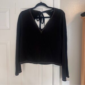 Madewell Black Long Sleeve Top with V-Neck